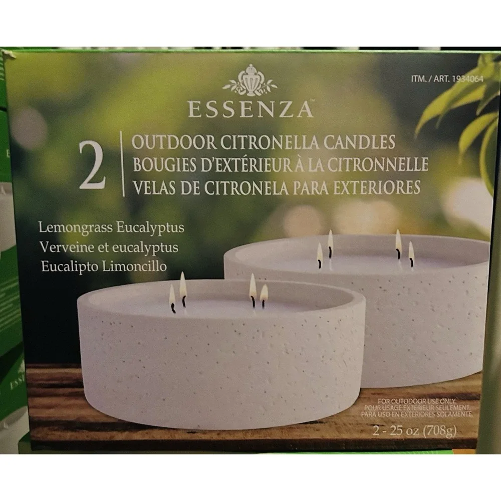 Essenza Outdoor Citronella Candles 2-Pack Lemongrass Eucalyptus